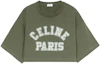 Order (W) CELINE Baju-T Hijau Cropped dengan Logo Cetak Lengan Pendek. 2Y19A670Q-02MJ