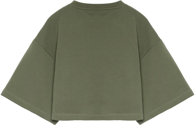 (W) CELINE Baju-T Hijau Cropped dengan Logo Cetak Lengan Pendek. 2Y19A670Q-02MJ Lookbook (W) CELINE Baju-T Hijau Cropped dengan Logo Cetak Lengan Pendek. 2Y19A670Q-02MJ