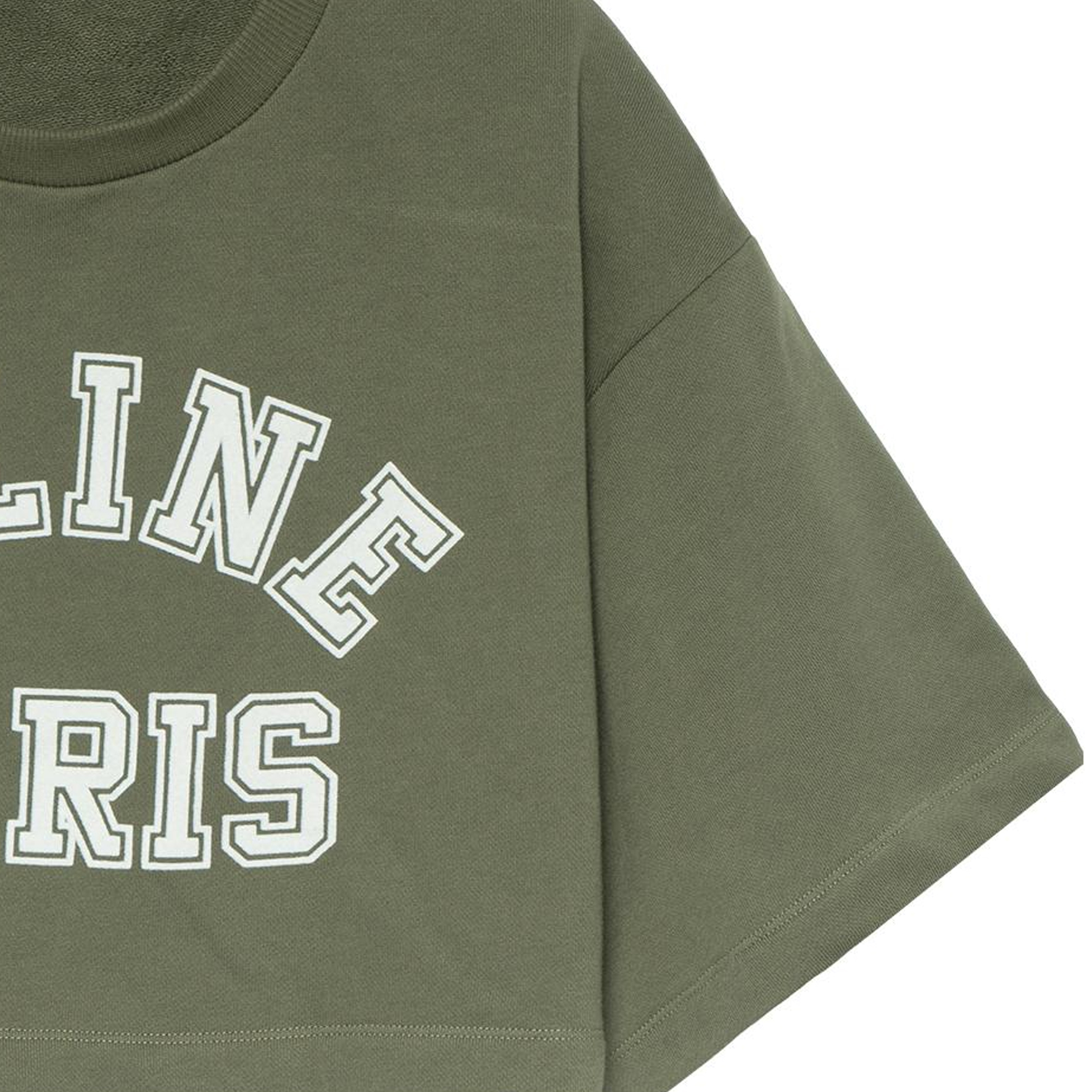 Cheap (W) CELINE Baju-T Hijau Cropped dengan Logo Cetak Lengan Pendek. 2Y19A670Q-02MJ