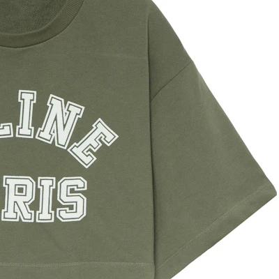 (W) CELINE Baju-T Hijau Cropped dengan Logo Cetak Lengan Pendek. 2Y19A670Q-02MJ Cheap (W) CELINE Baju-T Hijau Cropped dengan Logo Cetak Lengan Pendek. 2Y19A670Q-02MJ