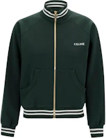(Women) CELINE Green Logo Print Striped Casual Jacket 2Y68F121O-30DA (Women) CELINE Green Logo Print Striped Casual Jacket 2Y68F121O-30DA