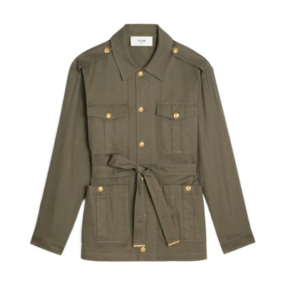 (Women) CELINE Green Single-Breasted Waist-Defined Pocket Jacket FW22 2W834106K-02KK
