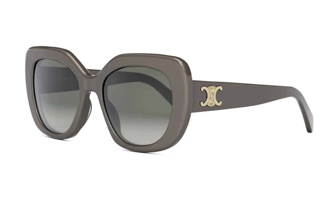 Lookbook (W) CELINE 灰色不规则款太阳镜带Logo，可配近视镜片。 CL40226U20B
