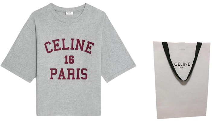 (Women) CELINE Grey Letter Print Crew Neck Casual Short Sleeve T-Shirt. 2X38J865W-09BA Shop (Women) CELINE Grey Letter Print Crew Neck Casual Short Sleeve T-Shirt. 2X38J865W-09BA