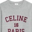 Sizing (Women) CELINE Grey Letter Print Crew Neck Casual Short Sleeve T-Shirt. 2X38J865W-09BA