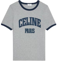 (Women) CELINE Grey Letter Print Round Neck Short Sleeve T-Shirt 2X59J671Q-09SH (Women) CELINE Grey Letter Print Round Neck Short Sleeve T-Shirt 2X59J671Q-09SH