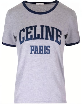 (W) CELINE Kaos Abu-Abu Print Letter Leher Bulat Lengan Pendek 2X59J671Q-09SH Order (W) CELINE Kaos Abu-Abu Print Letter Leher Bulat Lengan Pendek 2X59J671Q-09SH