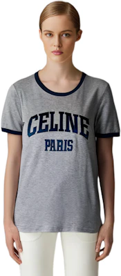 (W) CELINE Kaos Abu-Abu Print Letter Leher Bulat Lengan Pendek 2X59J671Q-09SH Purchase (W) CELINE Kaos Abu-Abu Print Letter Leher Bulat Lengan Pendek 2X59J671Q-09SH