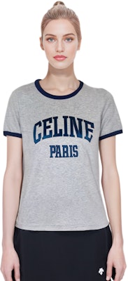 (W) CELINE Kaos Abu-Abu Print Letter Leher Bulat Lengan Pendek 2X59J671Q-09SH Details for (W) CELINE Kaos Abu-Abu Print Letter Leher Bulat Lengan Pendek 2X59J671Q-09SH
