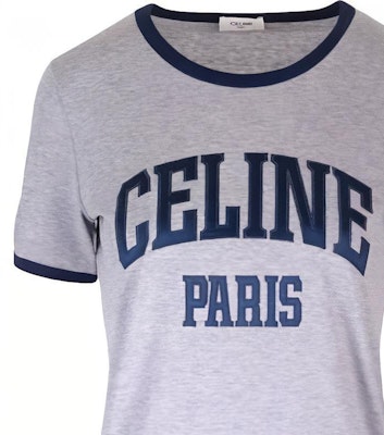 (W) CELINE Kaos Abu-Abu Print Letter Leher Bulat Lengan Pendek 2X59J671Q-09SH Sizing (W) CELINE Kaos Abu-Abu Print Letter Leher Bulat Lengan Pendek 2X59J671Q-09SH