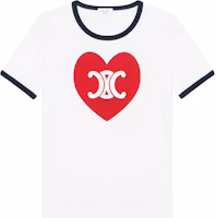 (Women) CELINE Heart Crewneck Casual T-Shirt in White. 2X01L671Q-01NZ (Women) CELINE Heart Crewneck Casual T-Shirt in White. 2X01L671Q-01NZ