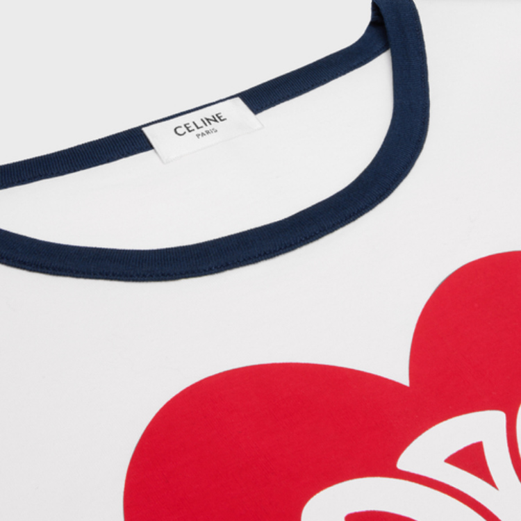 Shop (Women) CELINE  Heart Crewneck Casual T-Shirt in White. 2X01L671Q-01NZ