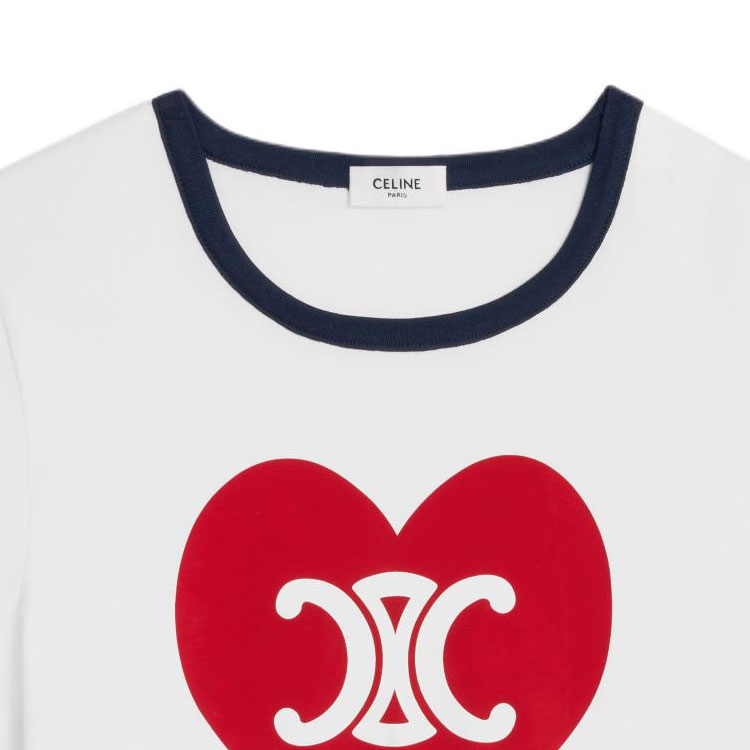 Cheap (Women) CELINE  Heart Crewneck Casual T-Shirt in White. 2X01L671Q-01NZ