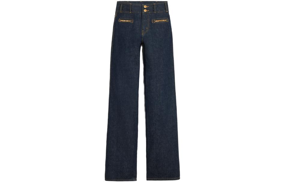 Order (W) CELINE Jeans Acampanados de Tiro Alto con Botones Azul Denim. 2N991799U-07IN