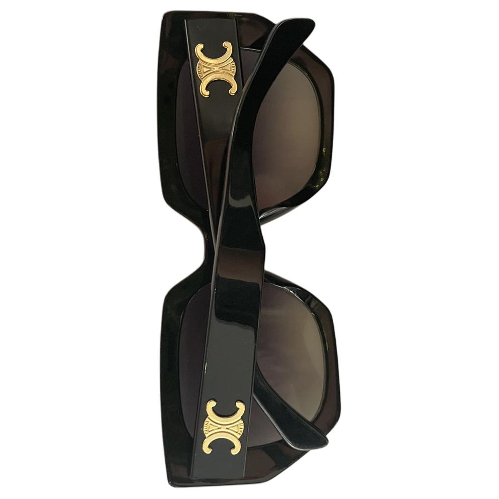 (Women) CELINE  Irregular Black Sunglasses with Engraved Temples. CL40239F5501F 圖 3