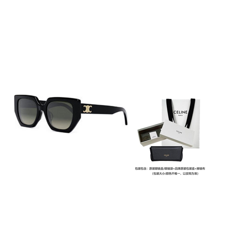 (Women) CELINE  Irregular Black Sunglasses with Engraved Temples. CL40239F5501F 圖 6