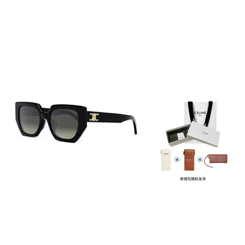 (Women) CELINE  Irregular Black Sunglasses with Engraved Temples. CL40239F5501F 圖 7