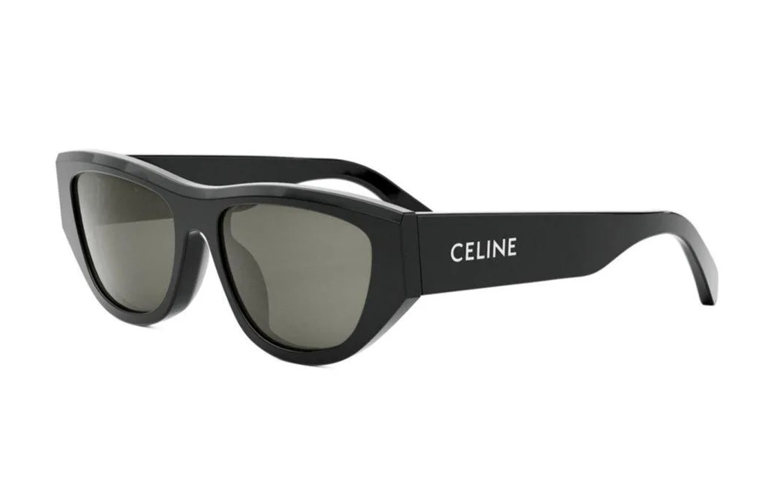 (Women) CELINE  Irregular Black Sunglasses with Logo Temples. CL40278U01a