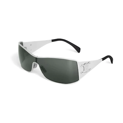 (Women) CELINE Irregular Silver Metal Sunglasses with Letter Logo. 4S283CMLB.36SM
