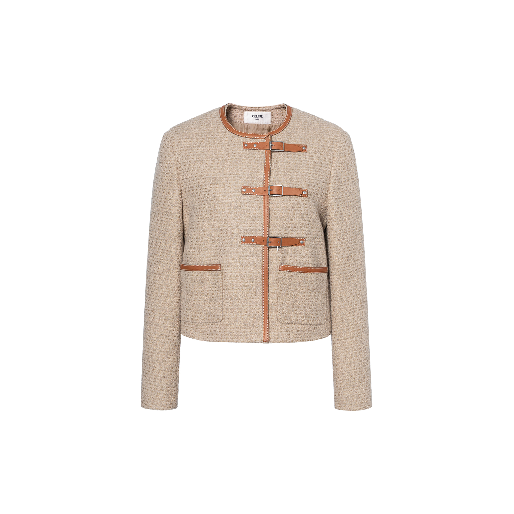 (Women) CELINE  Khaki Woven Loop Tweed Strap Jacket 2V70G764L-03CD