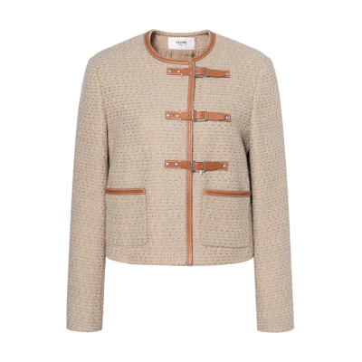 (Women) CELINE Khaki Woven Loop Tweed Strap Jacket 2V70G764L-03CD