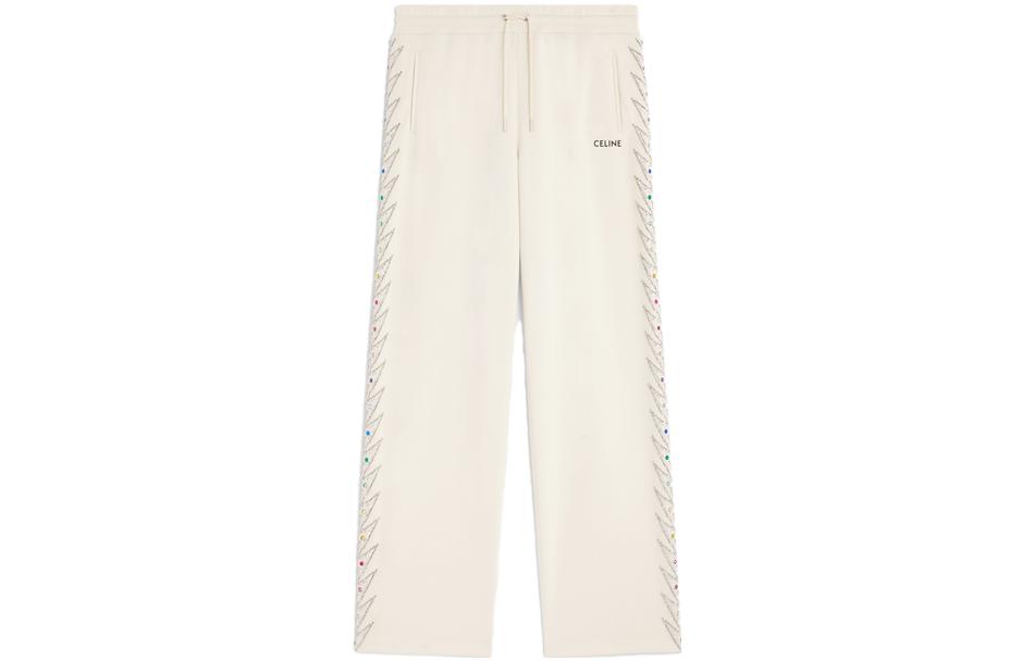 Order (Women) CELINE  Letter Logo Print Drawstring Straight Pants Beige 2Z321121O-01XD