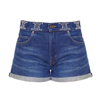 (Women) CELINE Light Blue Mid-Rise Straight Denim Shorts. 2N973107P-08DL