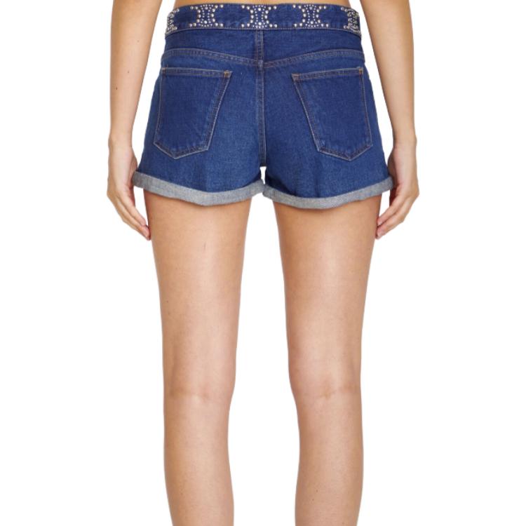 Shop (W) CELINE Seluar Pendek Denim Biru Muda Mid-Rise Straight. 2N973107P-08DL