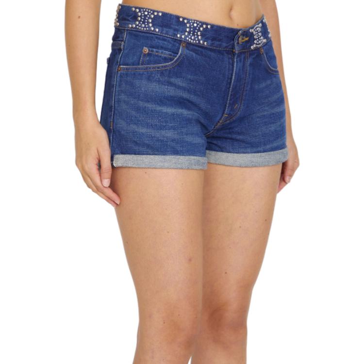 Purchase (W) CELINE Seluar Pendek Denim Biru Muda Mid-Rise Straight. 2N973107P-08DL