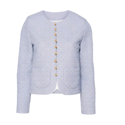 (Women) CELINE Light Blue Single-Breasted Long-Sleeve Jacket. 2V65S128X-07CG