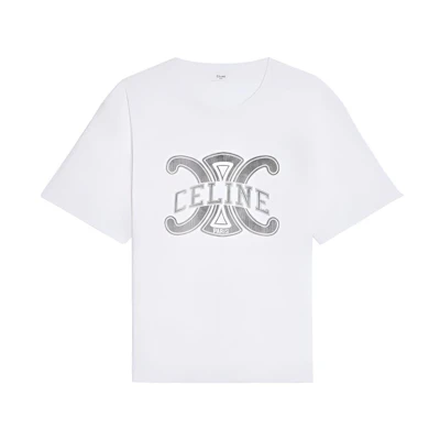 (Women) CELINE Logo Print Crewneck T-Shirt White FW22 Regular Fit. 2X56B671Q-01EA