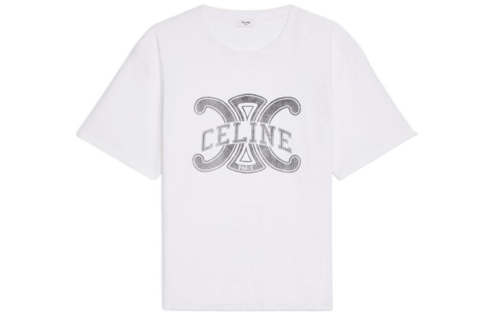 (Women) CELINE  Logo Print Crewneck T-Shirt White FW22 Regular Fit. 2X56B671Q-01EA 圖 2