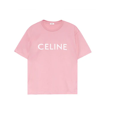(Women) CELINE Logo Print Pink Crewneck Short Sleeve T-Shirt 2X764671Q-25BP