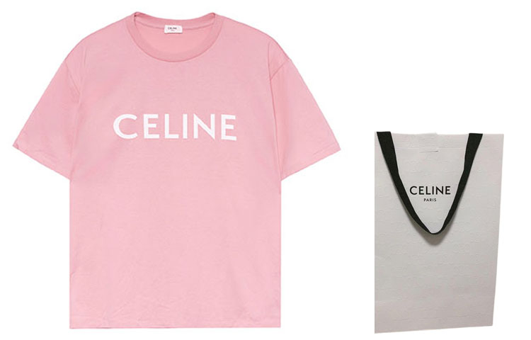 Shop (Women) CELINE  Logo Print Pink Crewneck Short Sleeve T-Shirt 2X764671Q-25BP