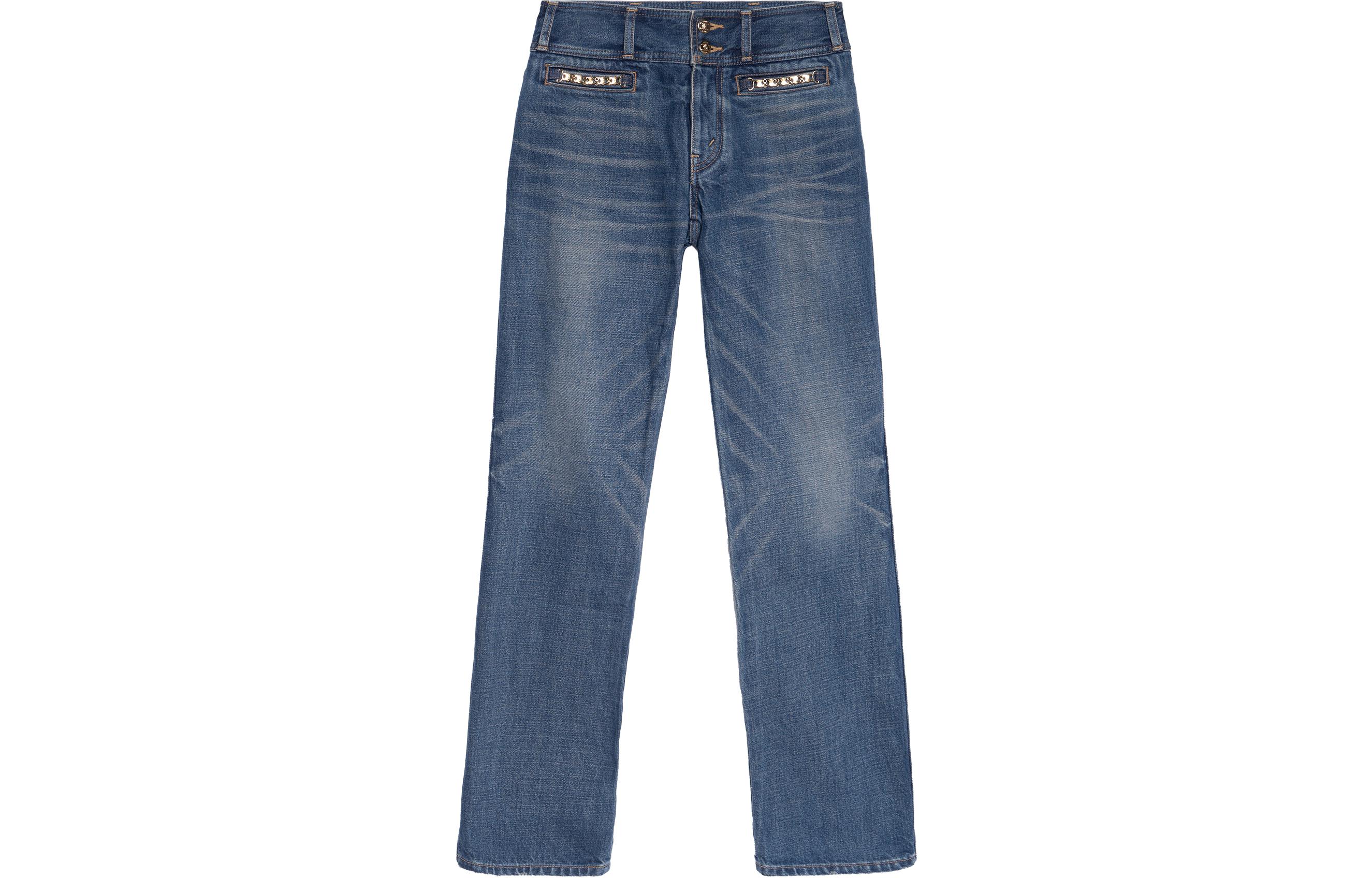 (Women) CELINE  Low-Rise Straight-Leg Jeans Blue Casual Denim Pants 2N991365M-07DU