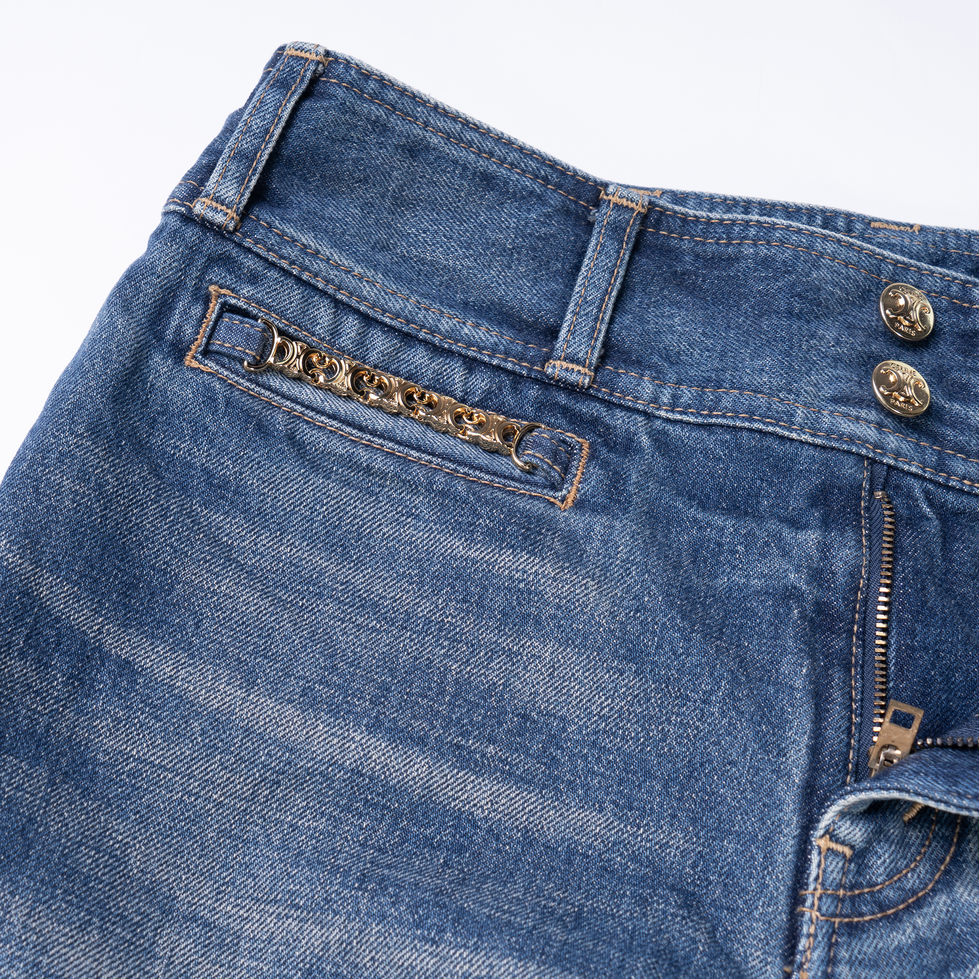 Purchase (W) CELINE Vaqueros Rectos de Tiro Bajo Azules Pantalones Casual de Denim 2N991365M-07DU