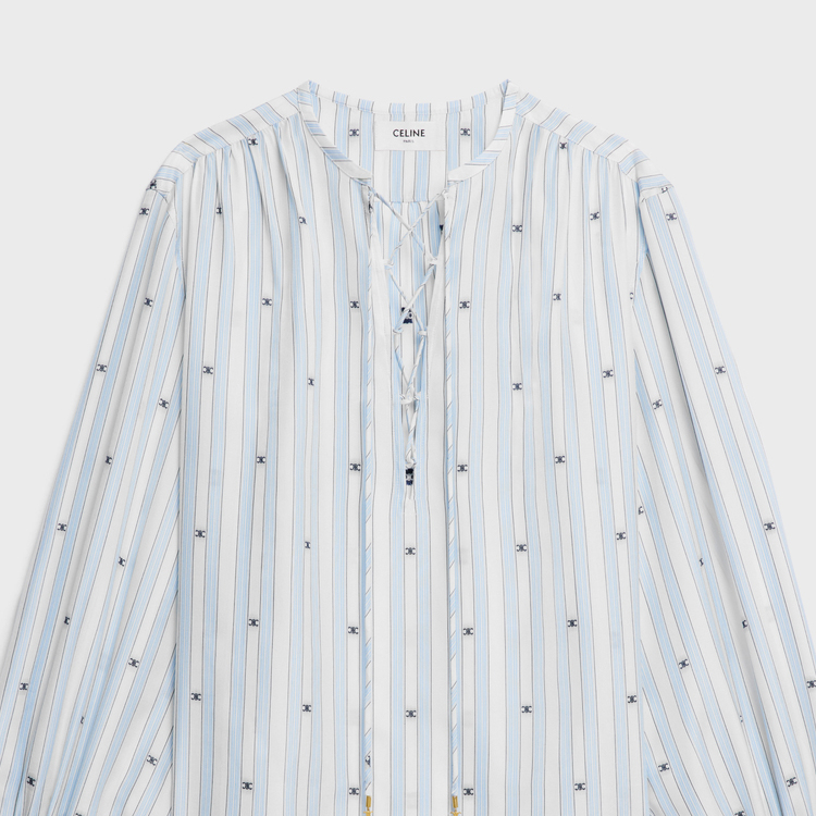 (Women) CELINE  Navy Blue Logo Striped Long Sleeve Shirt. 2C97A055X-01KU 圖 6