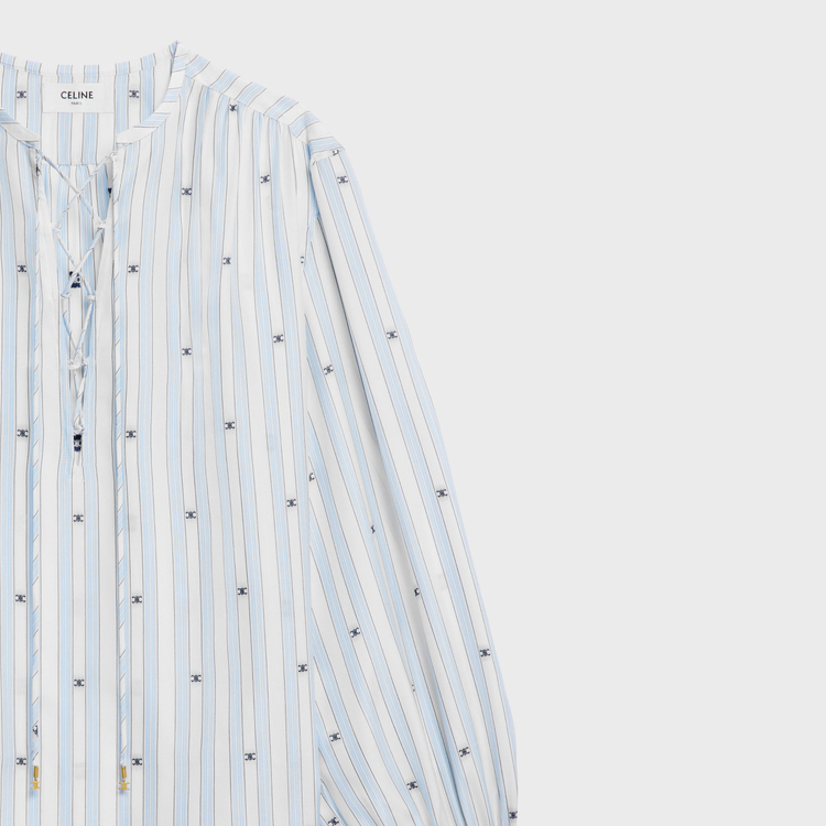 (Women) CELINE  Navy Blue Logo Striped Long Sleeve Shirt. 2C97A055X-01KU 圖 8