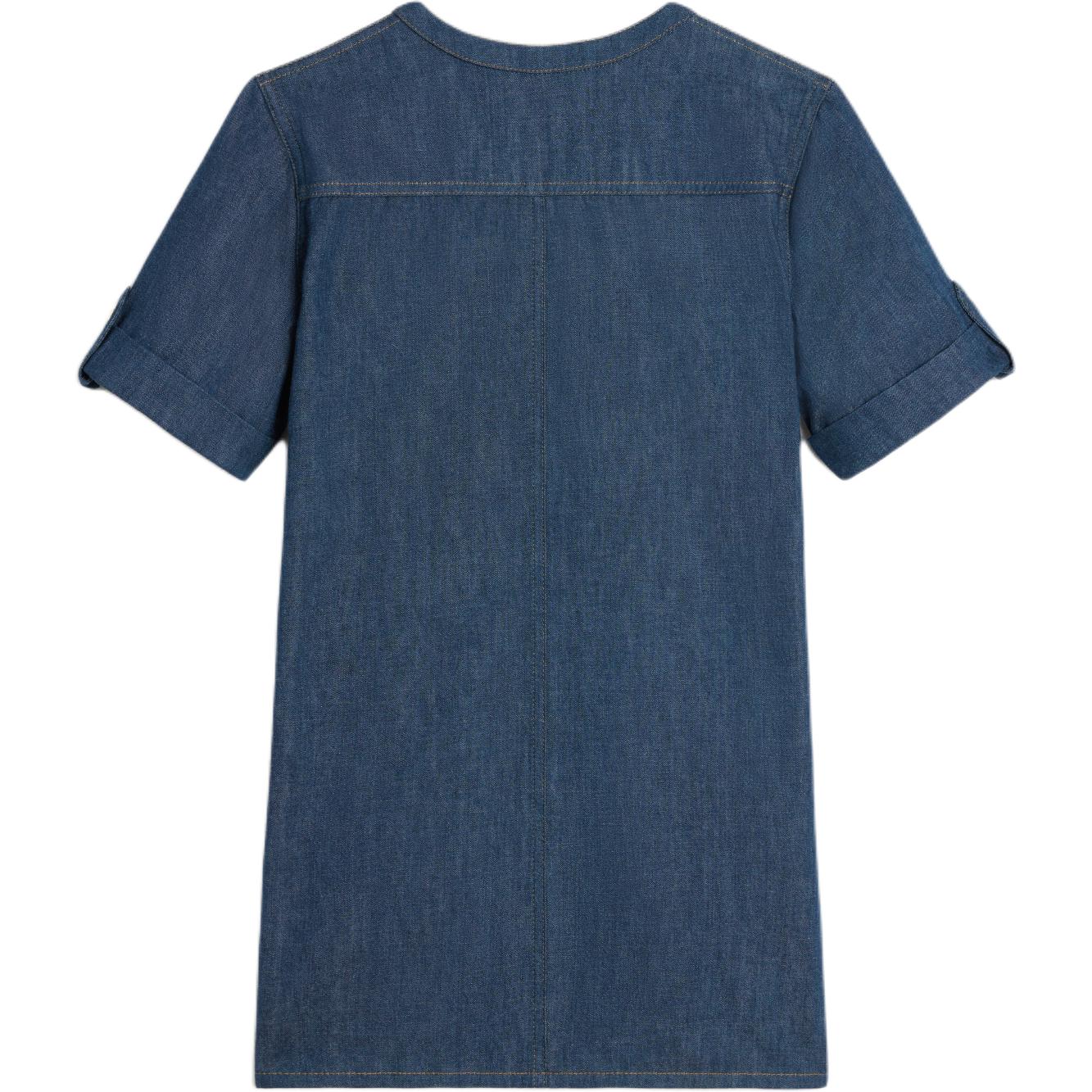 Lookbook (W) CELINE Navy Blue Gaun Pendek Santai Lengan Pendek. 2U149361M-08DO