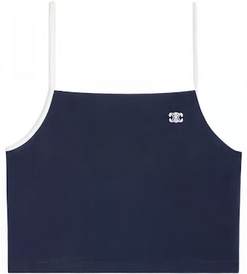 (Women) CELINE Navy Blue Square Neck Crop Top with Embroidered Logo. 2X86D671Q-07OW Buy (Women) CELINE Navy Blue Square Neck Crop Top with Embroidered Logo. 2X86D671Q-07OW