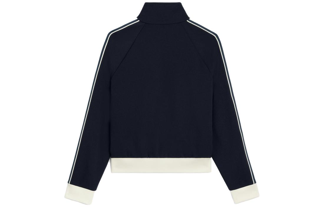 Lookbook (Women) CELINE  Navy Blue Striped Embroidered Letter Jacket. 2Y24C121O-07XA