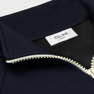 (Women) CELINE Navy Blue Striped Embroidered Letter Jacket. 2Y24C121O-07XA Purchase (Women) CELINE Navy Blue Striped Embroidered Letter Jacket. 2Y24C121O-07XA