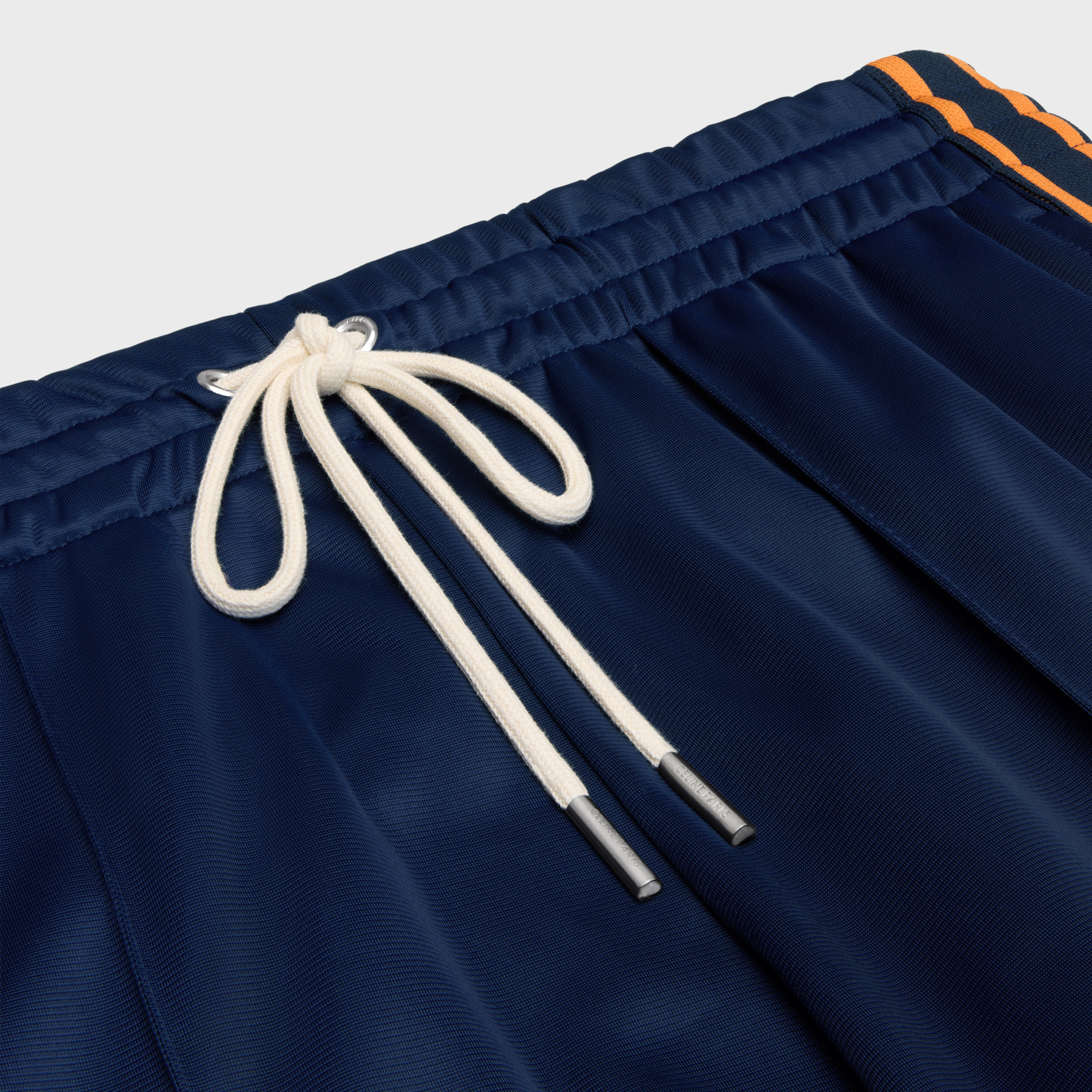 Shop (W) 셀린 네이비 블루 스트라이프 니트 로우 웨이스트 스트레이트 트랙 팬츠 2Z576859W-07AO