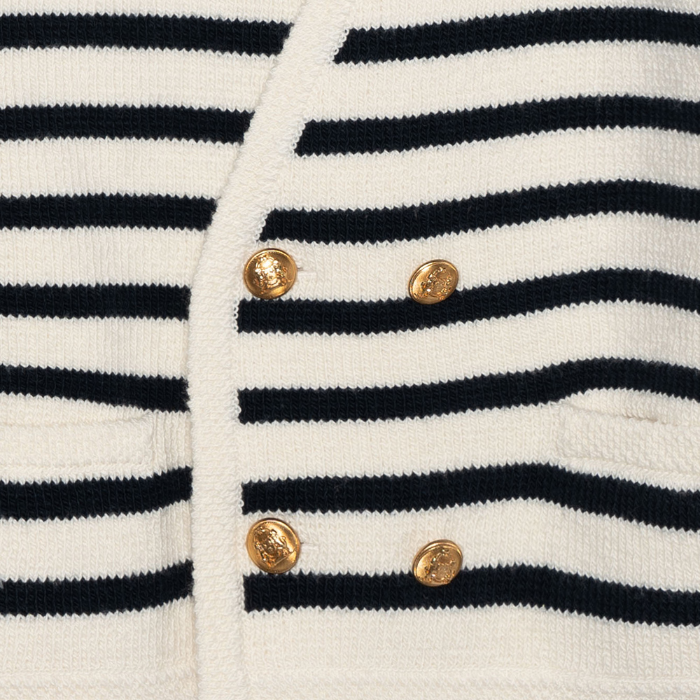 Cheap (W) 셀린느 오프 화이트 줄무늬 버튼 니트 가디건. 2AJ67570P-01CB