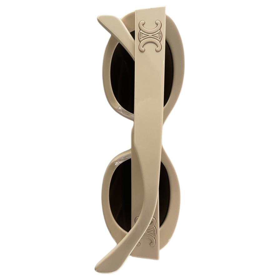 (Women) CELINE  Oval White Sunglasses with Temple Pattern Design - Official Style. CL40194U5224E 圖 5
