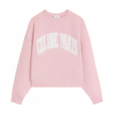 (Women) CELINE Pink Logo Print Crewneck Sweatshirt Long Sleeve 2Y64G510Z-25AB