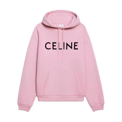 (Women) CELINE Pink Logo Print Drawstring Hoodie Sweatshirt. 2Y369670Q-24IA