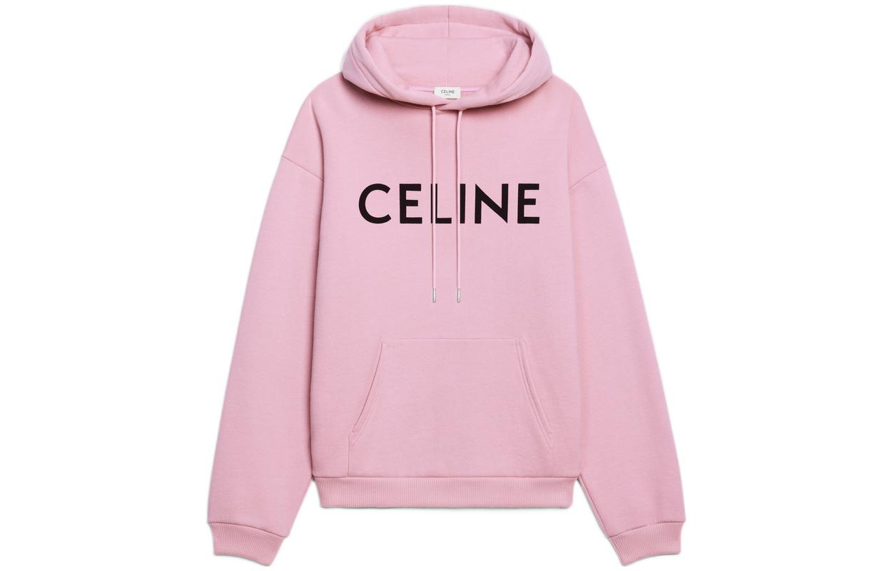 Order (Women) CELINE  Pink Logo Print Drawstring Hoodie Sweatshirt. 2Y369670Q-24IA