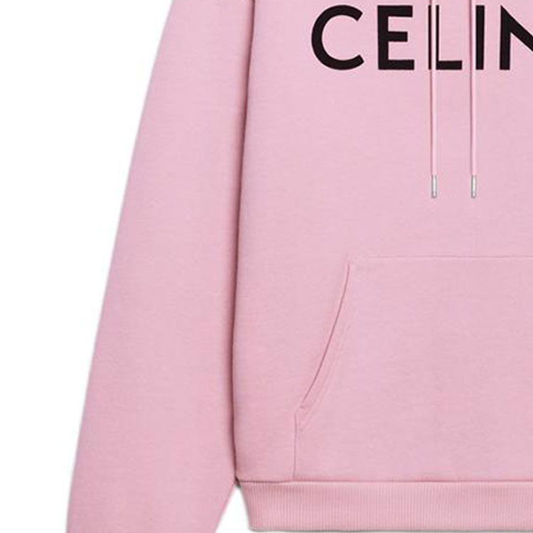 Shop (Women) CELINE  Pink Logo Print Drawstring Hoodie Sweatshirt. 2Y369670Q-24IA