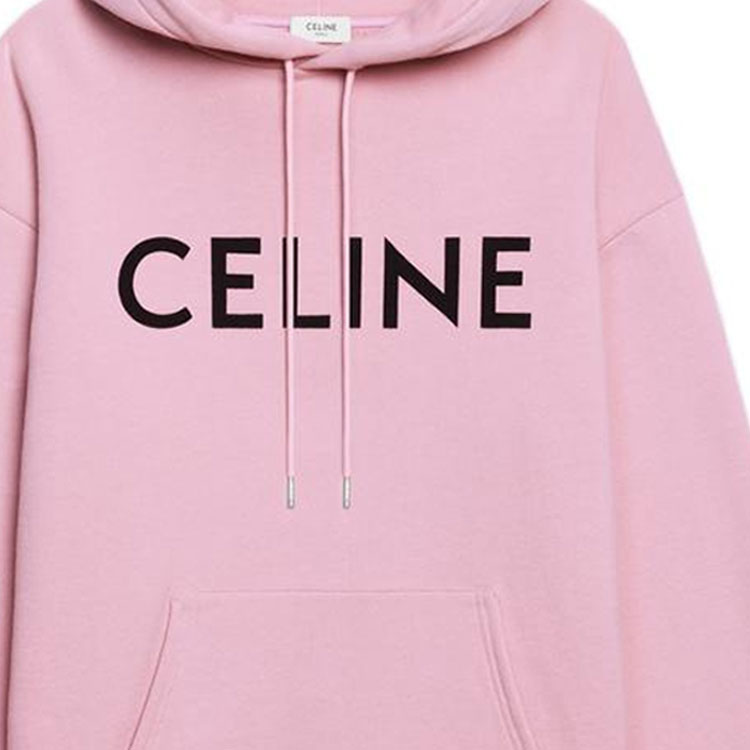 Purchase (Women) CELINE  Pink Logo Print Drawstring Hoodie Sweatshirt. 2Y369670Q-24IA